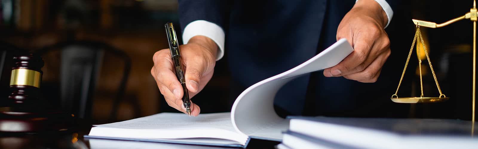 A lawyers desk and ledger